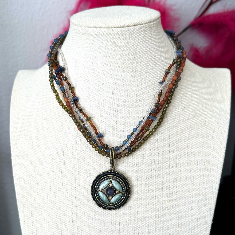 Vintage Avon Beaded Medallion Necklace